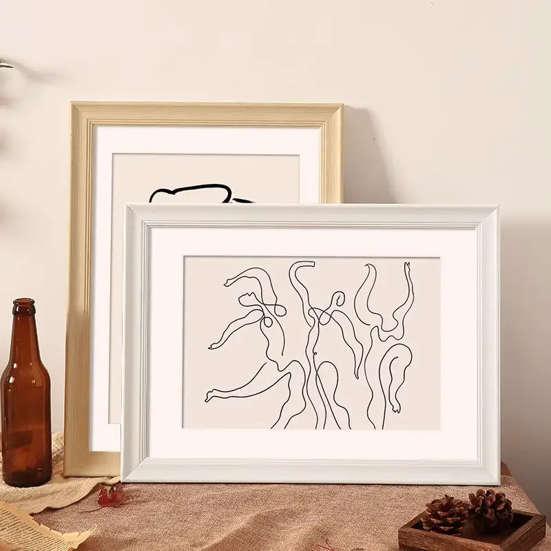 Vintage Wall Mounted Photo Frame A3/A4 Paper Oil Painting Outer Frame for Sketch Puzzle Decorative Artwork