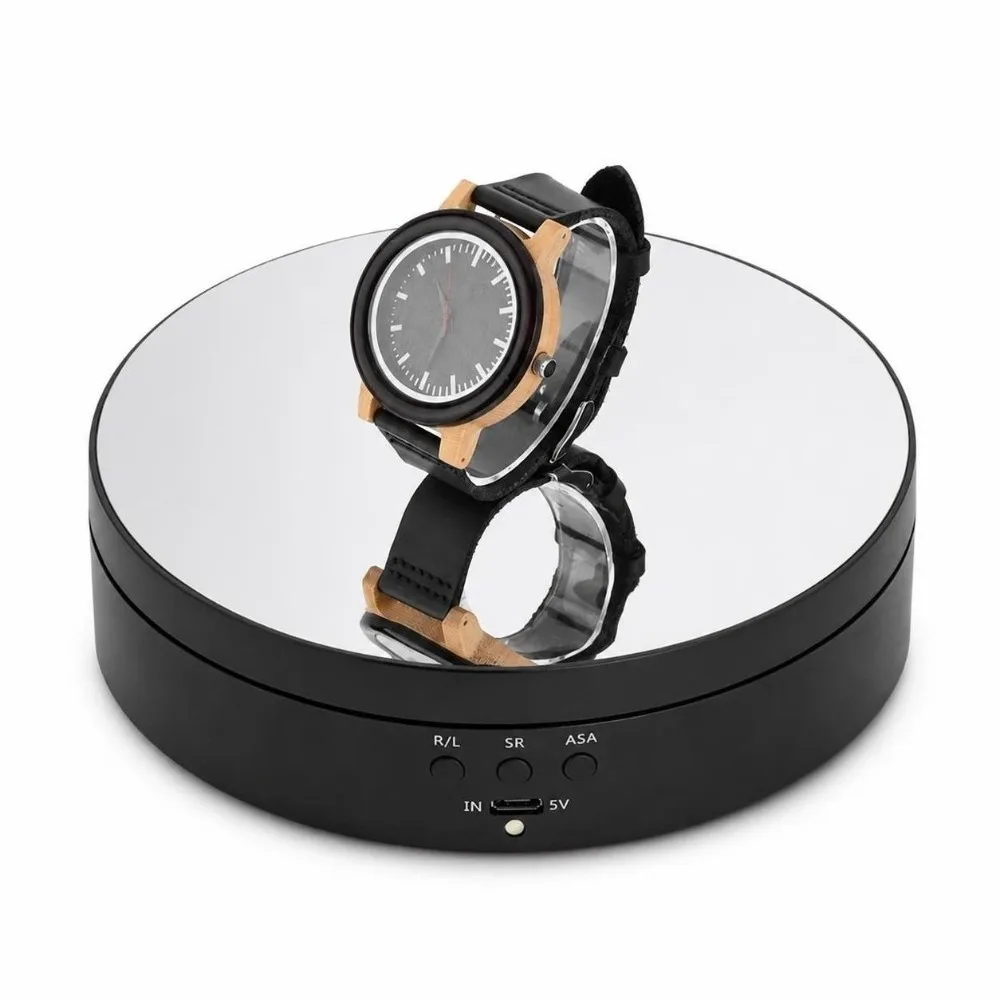 5.43x1.38in Rotating Display Stand USB Powered Mirror Surface Motorized Turntable Electric Motorized 360 Degree Rotation