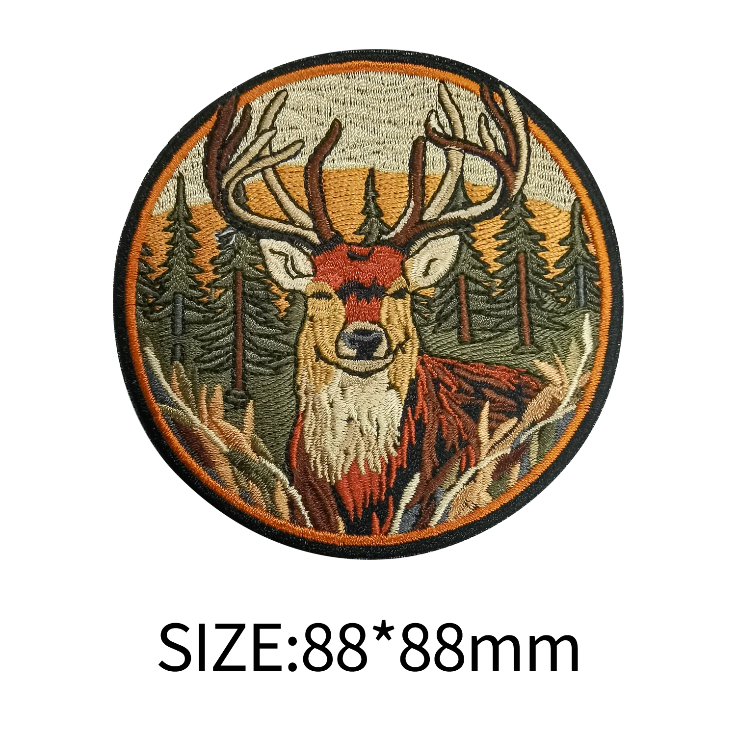 Sika Deer Embroidery Patches for Clothing Sew Accessories Forest Autumn Natural Scenery Iron on Applique for Clothes DIY