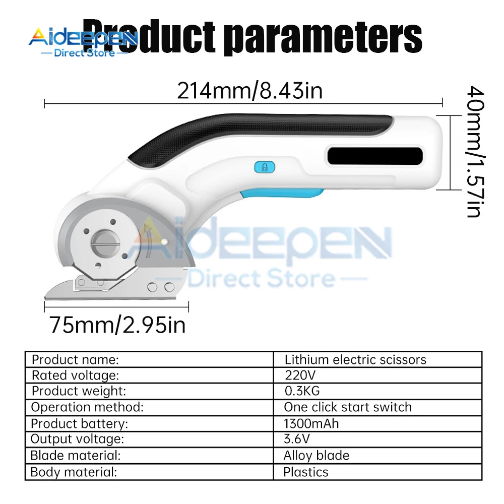 Imagem -03 - Tesoura Elétrica Multifuncional Máquina de Corte de Tecido Tesoura de Couro Lâminas de Aço de Tungstênio Ferramenta Recarregável Usb 3.6v