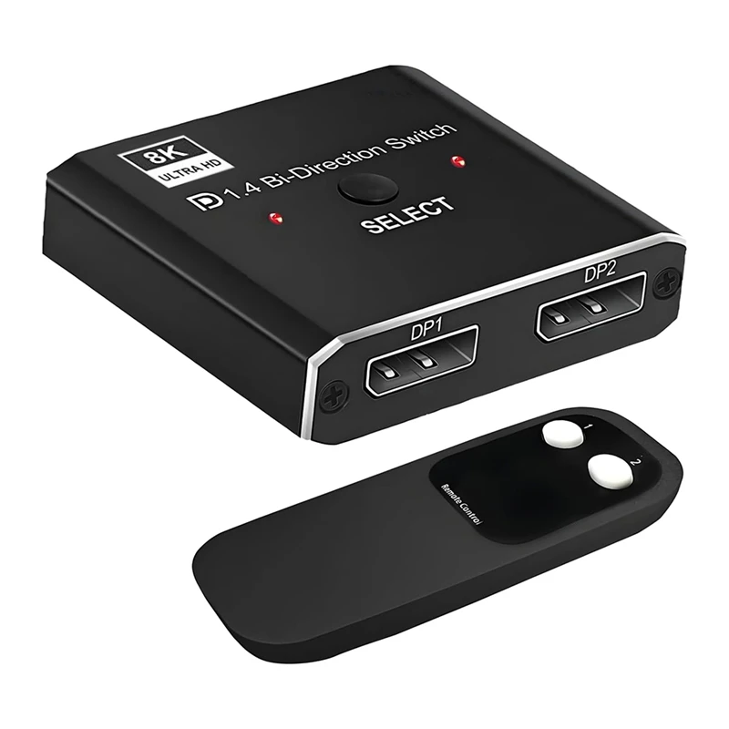 

Переключатель FULL-8K Displayport 2 в 1, выход/1 в 2, порт дисплея DP, поддержка 8K30 Гц, 4K120 Гц для монитора ПК, ноутбука и т. д.