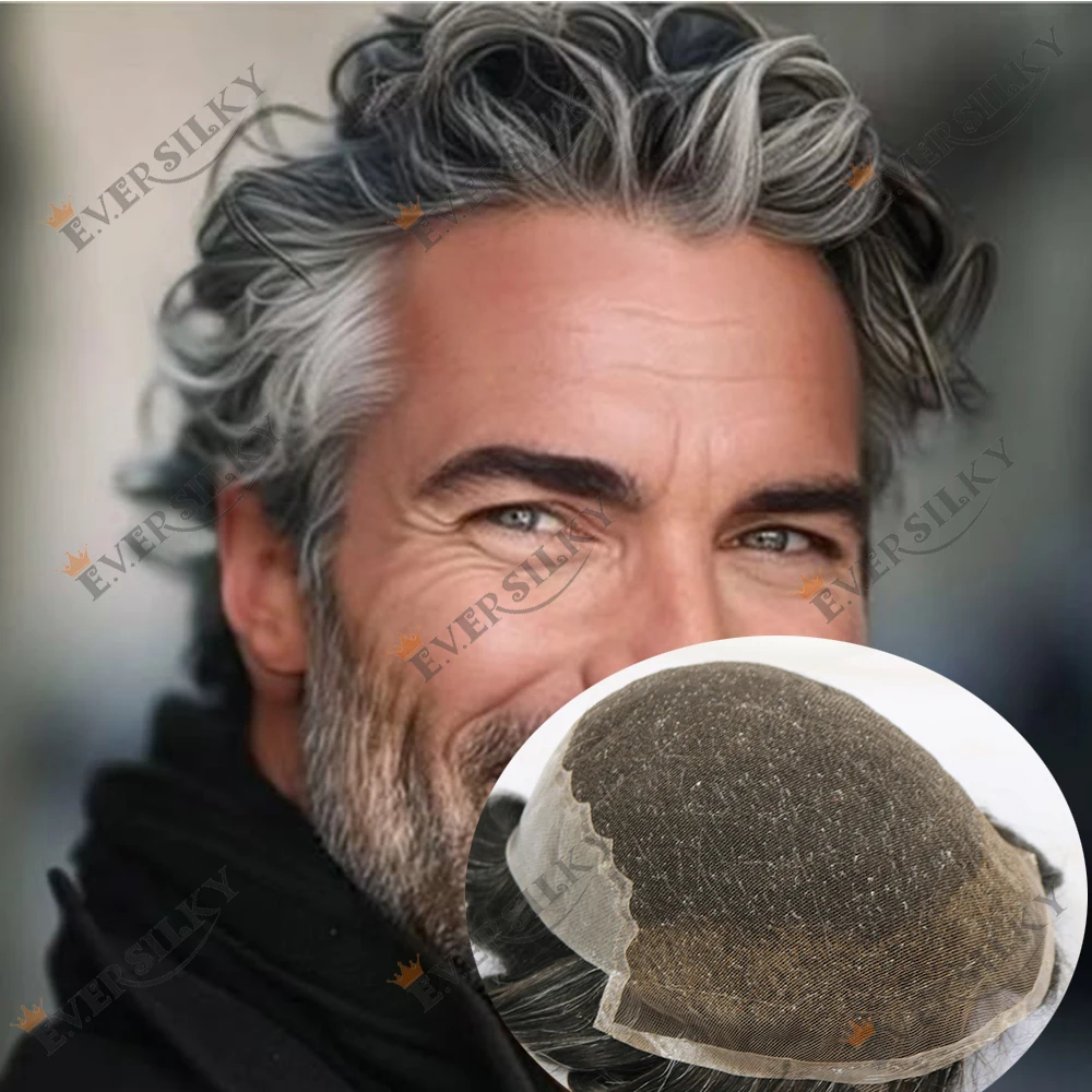 

Невидимая линия волос Коричневый парик из человеческих волос Прочный блондин Серый Черный 1B30 1B50 Мужской парик Q6 Швейцарский кружевной парик из искусственной кожи с отбеленными узлами Шиньон