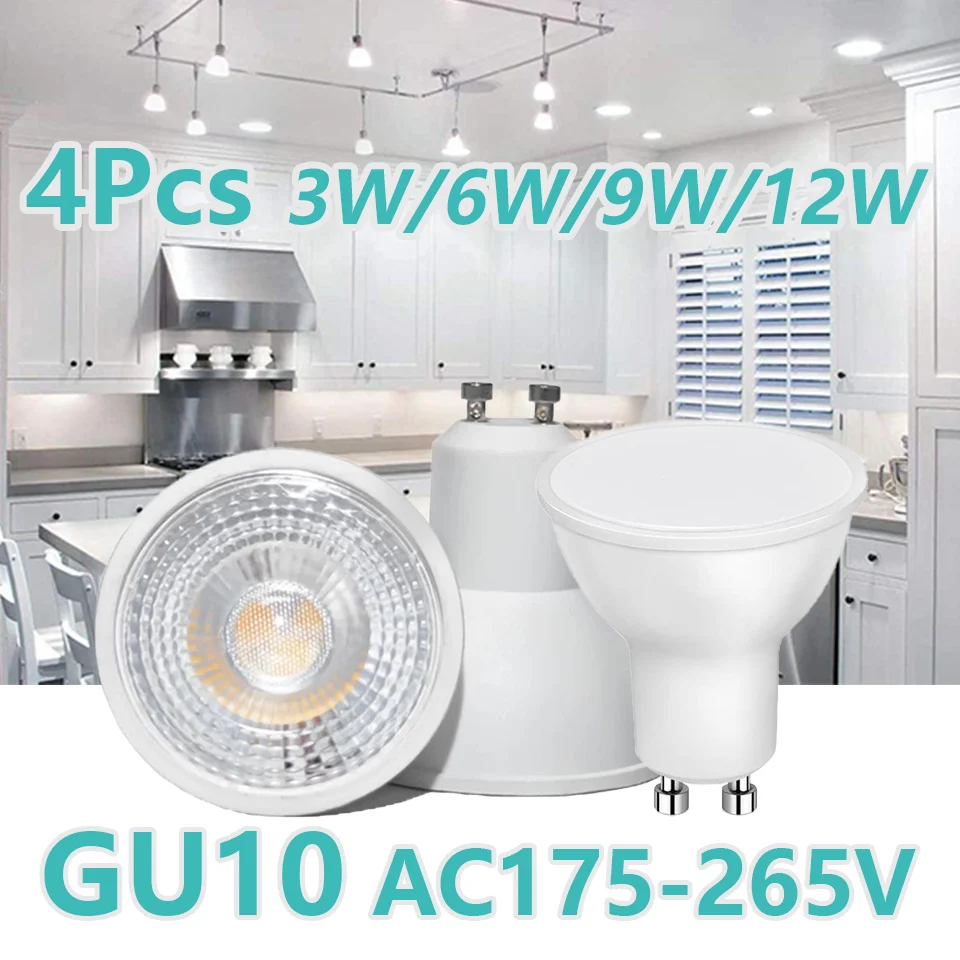 4PCS Lampada LED Bulbs GU10 AC220V 3W/6W/9W/12W 38/120 Degree Bombillas LED Lights Focus Lamp Spotlights Lampara LED Spot Lights