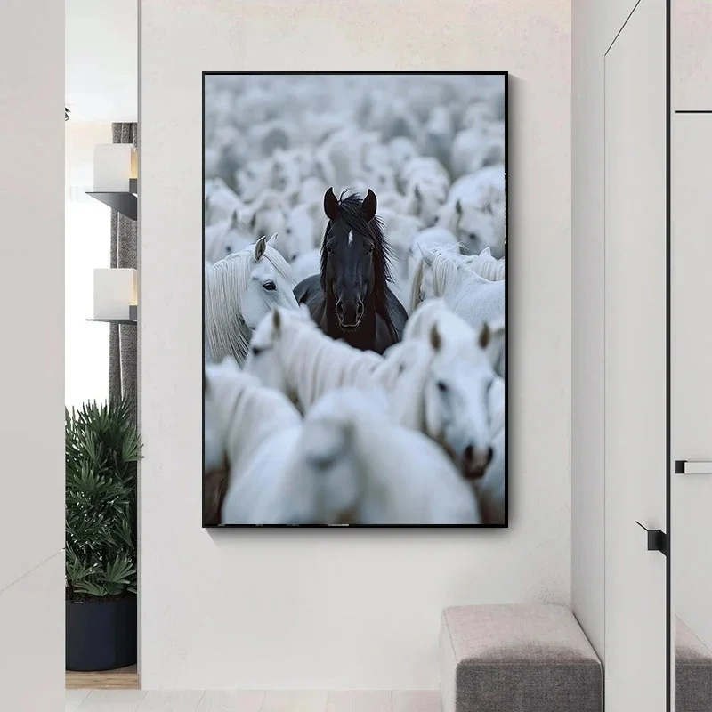 ملصق قماش الأغنام السوداء، ديكور فني كلاسيكي على الطراز القديم، ديكور معلق على الحائط بدون إطار، عمل فني مطلي، ديكور منزلي