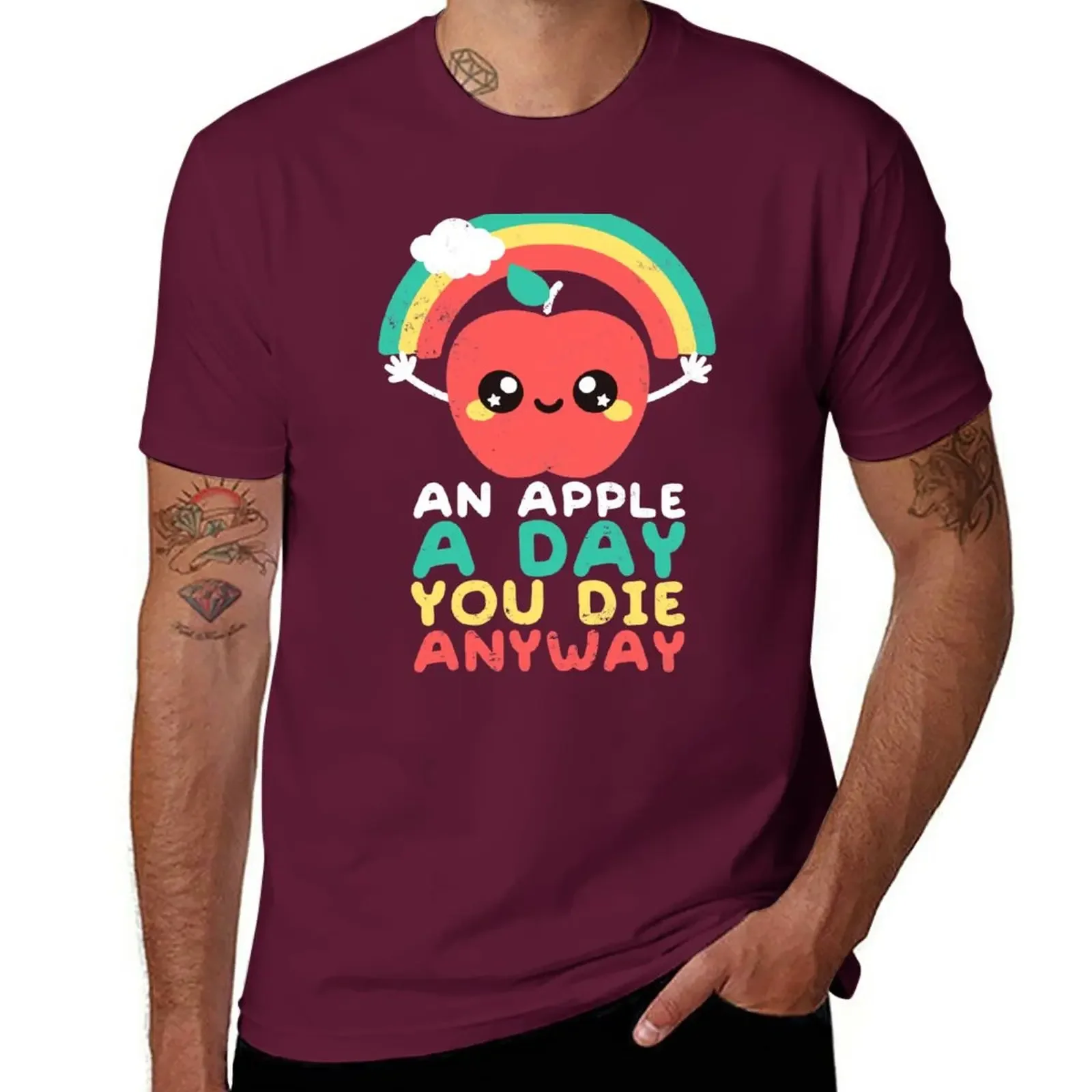 summer tops plain t-shirt plus size tops t shirts for men New An apple a day you die anyway T-Shirt mens clothing harajuku