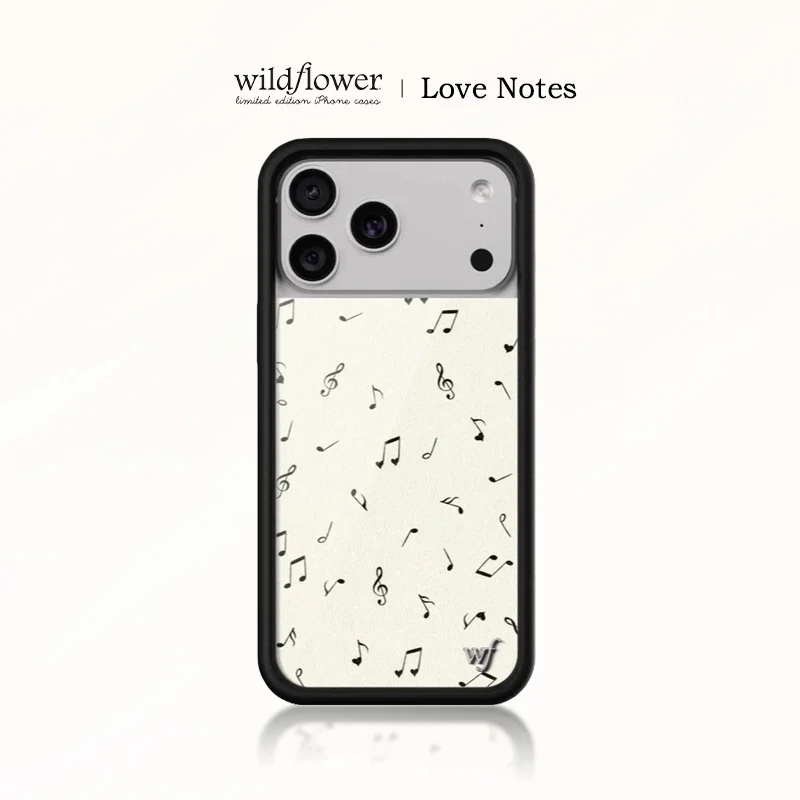 Wildflower Love Notes Phone Case for iPhone 17 16 15 14 13 12 Pro Max Plus WF Musical notation pattern shockproof Cover Coque