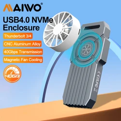 MAIWO USB4 NVMe M.2 SSD Enclosure 40Gbps Aluminum M2 External Case Compatible with Thunderbolt 4 Type-C NVME M.2 SSD Case