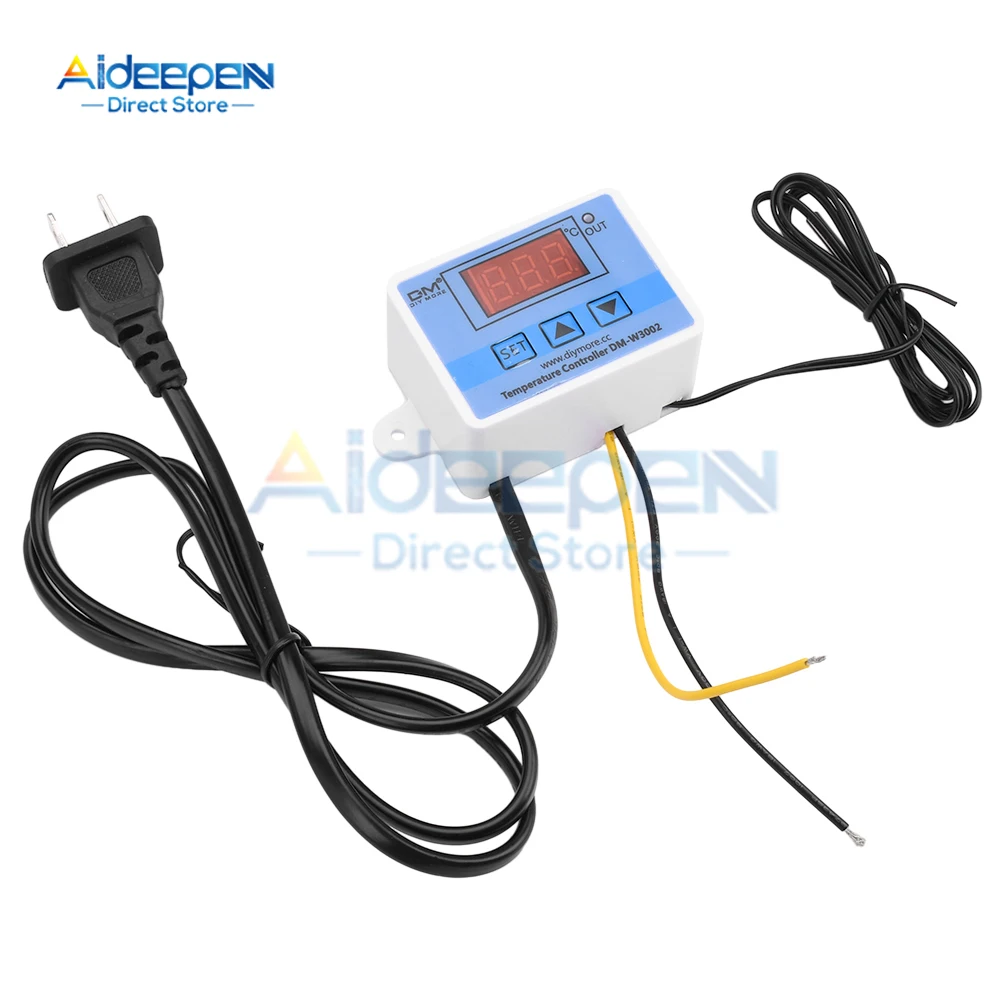 DM-W3002 متحكم في درجة الحرارة التيار المتناوب 110 فولت LED التحكم الرقمي ترموستات الحواسيب الصغيرة التبديل منظم الحرارة الاستشعار مع الولايات المتحدة التوصيل