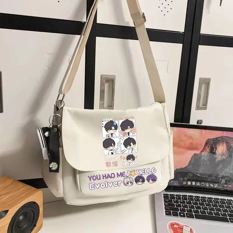 Bonito kawaii, preto branco, amor e espaço profundo, estudantes crianças adolescentes, anime mensageiro bolsa de ombro crossbody para meninas meninos da escola