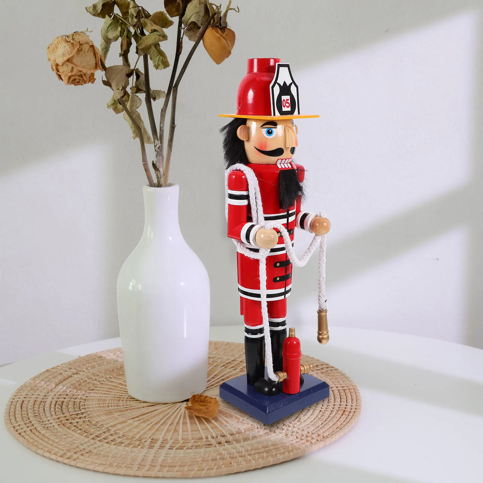 

Christmas Nutcracker Firefighter Wooden Decoration Desktop Craft Festive Gift Ornament Xmas Party Favours Wood Nutcrackers