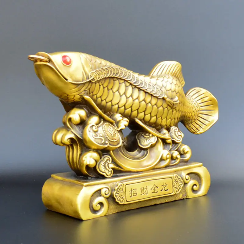 2025  Southeast Asia Company Store business Efficacious Talisman Recruit money Arowana Golden Fish FENG SHUI copper statue