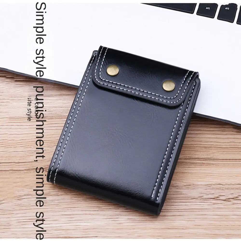 Solid Color Pu Leather Small Wallet For Men Short Simple Men'S Purse With Buttons Ultra Thin Credit Card Bag Coin Purse