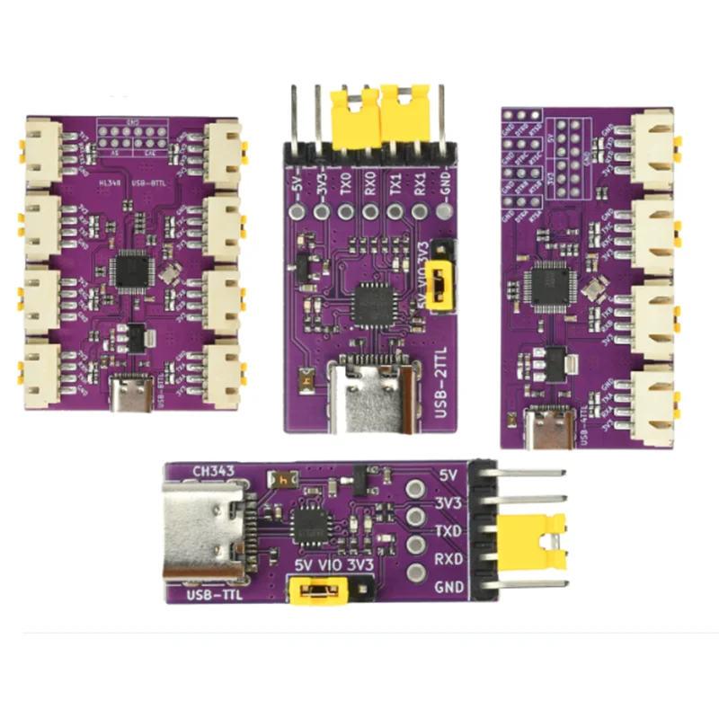 USB to 1/2/4/8 Channel TTL Serial Port Module Communication Conversion Module High-Speed Ch348/344/342/Ch343 Chip Type-C