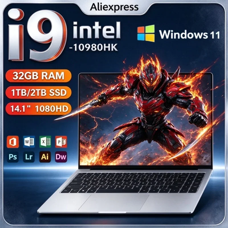 Intel I9-10980HK 14.1 Inch High Speed Slim Laptop Win11 32GB RAM 2TB SSD For Daily File Management And Entertainment Use