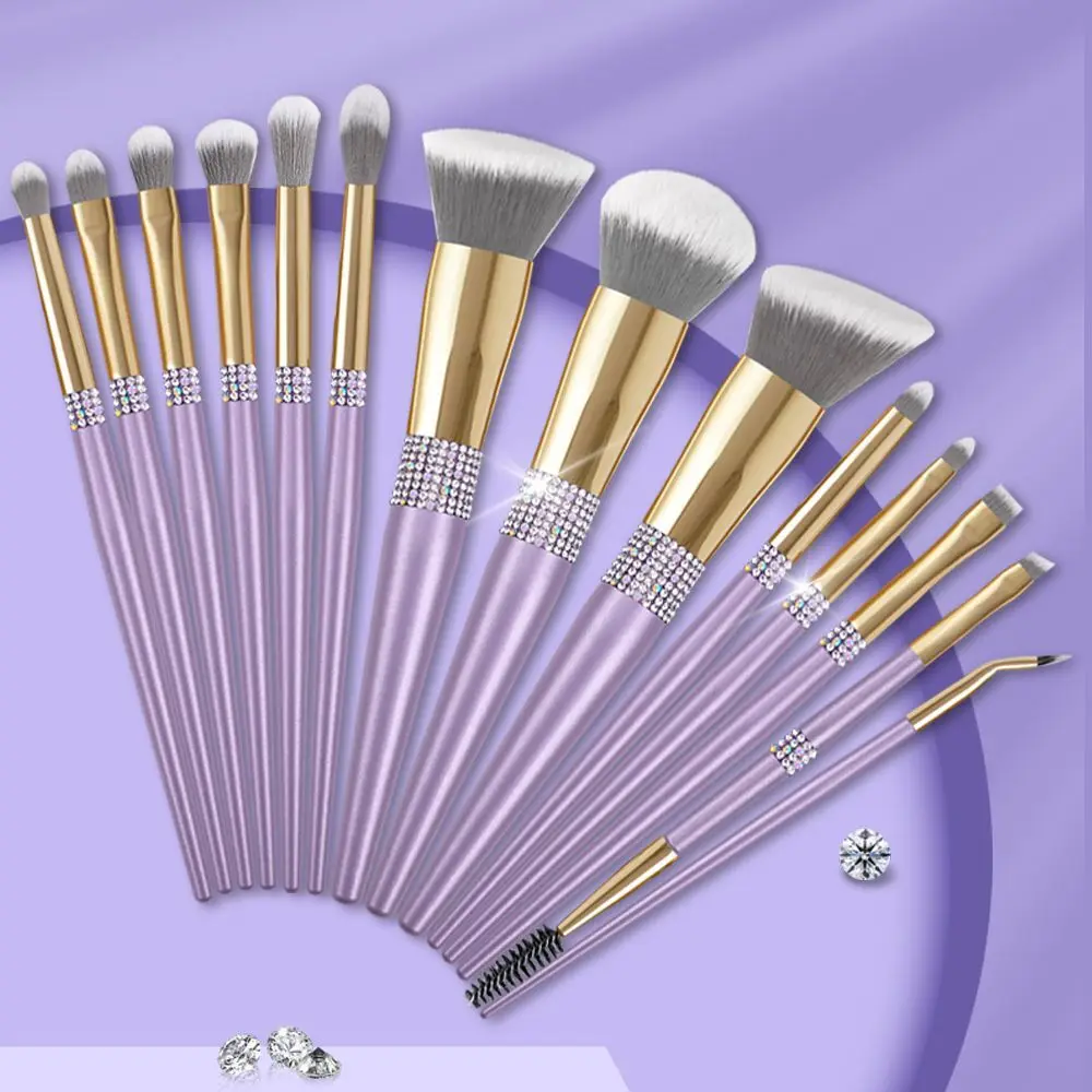 Biyouyi Lilac Purple With Diamond Brush Set Full Set Of Professional Brushes & Tools