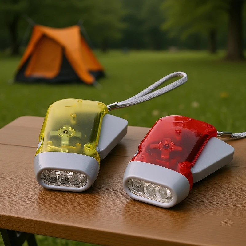 Hand-Powered LED Torch with Dynamo Crank, Self-Generating Mini Flashlight for Camping & Home Supplies