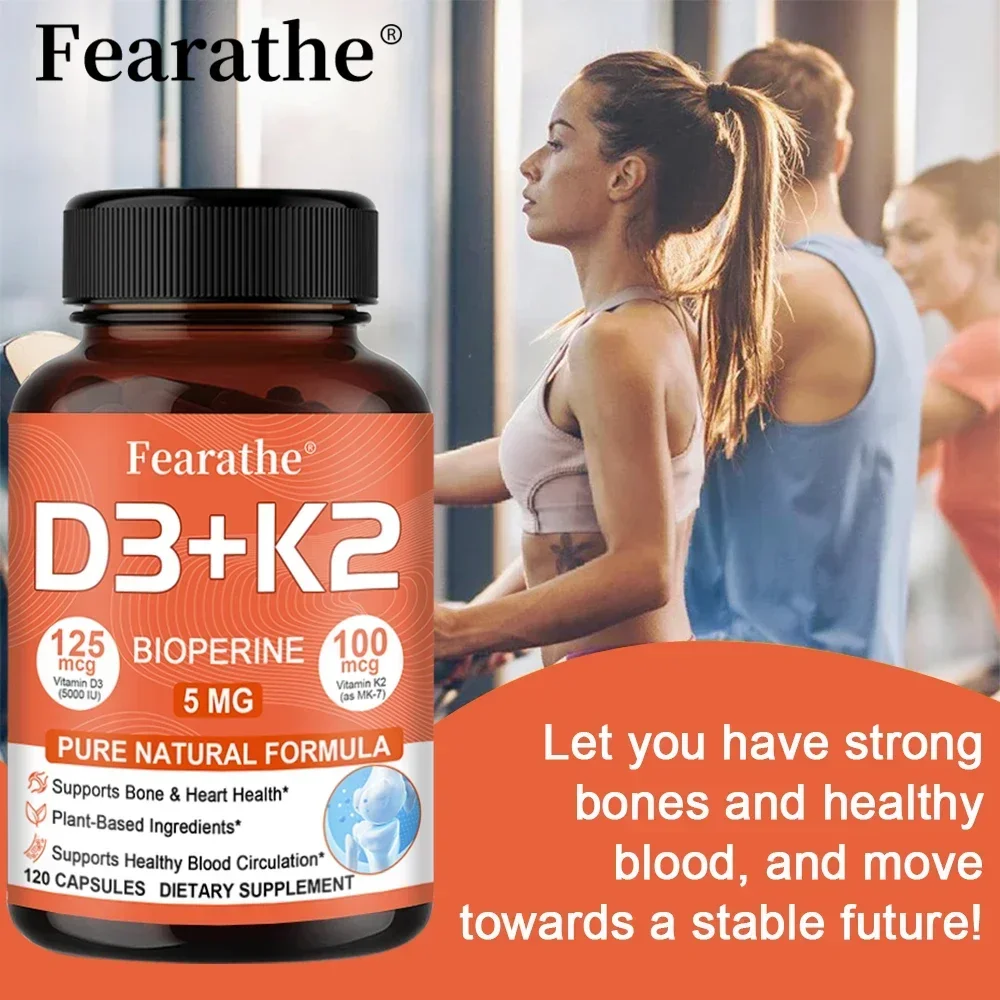 Vitamin D3 (5000iu/125mcg) + K2 (Mk7)- Botanicals + Black Pepper Extract - Supports Healthy Immune, Heart & Bone Health, Non-GMO