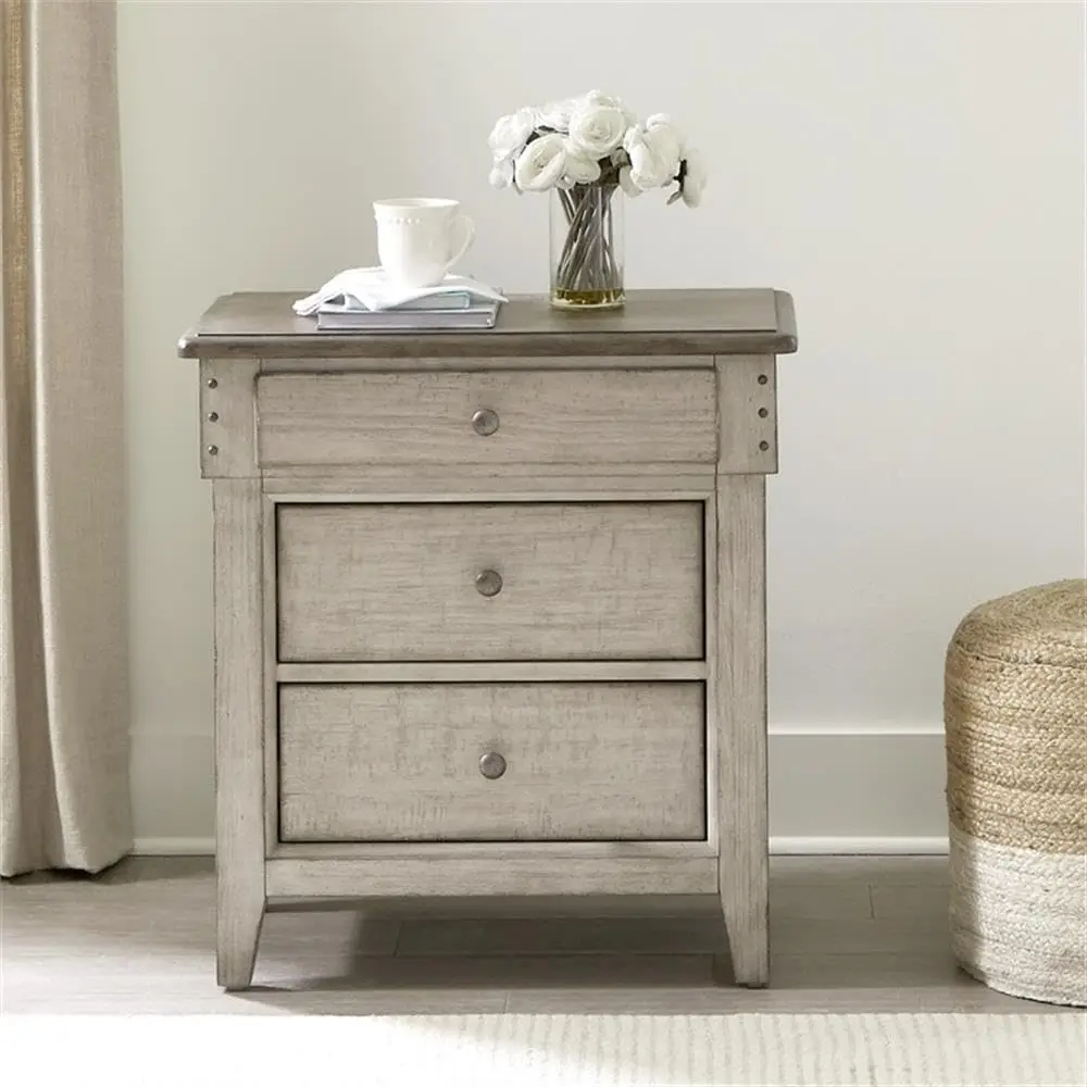 3 Drawer Night Stand with Charging Station & USB Ports, Cedar-Lined Storage, White Bedroom Furniture, Customized