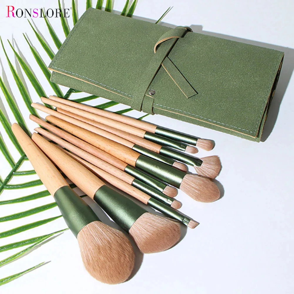 

10PCs Makeup Brush Set High Quality Wooden Handle Beauty Cosmetic Foundation Blending Face Powder Brush Make Up Tools