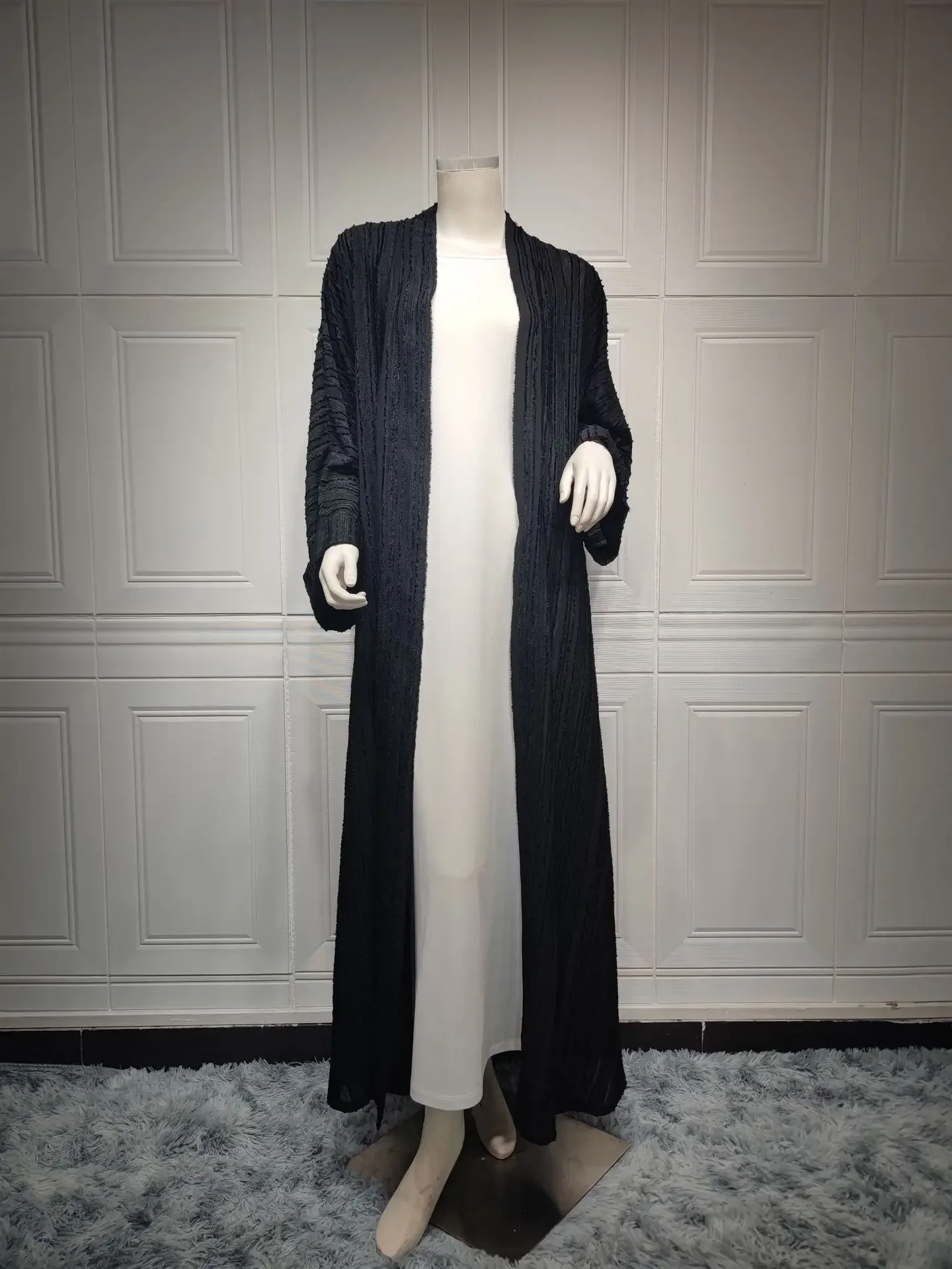 Vintage Classic Cardigan Women's Robe Fashion Knit Solid Color Abaya Jacket Arabian Style 2025 Spring New