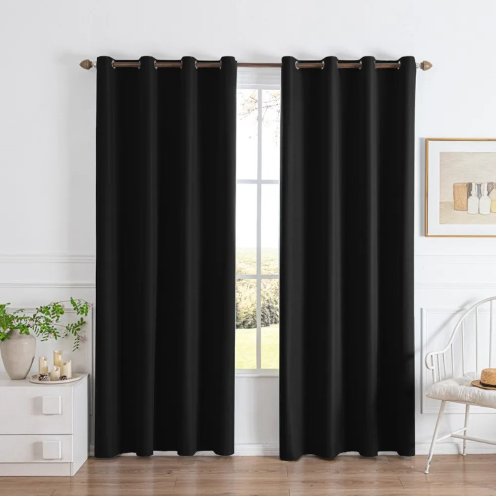 Pinch Pleat Blackout Curtain Bedroom Living Room Darkening Back Rod Pocket Pleated Thermal Insulated Soundproof Curtain