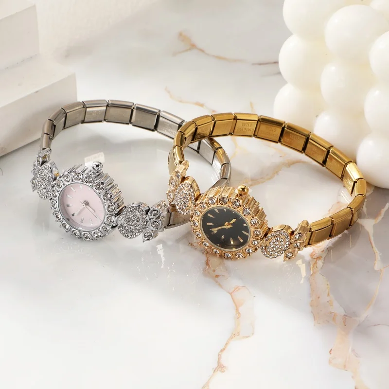 Stainless Steel Fit 9mm Watch Connector Italian Charm Links Women's Round Zircon Watch Header Linker Bracelet DIY Jewelry Gifts view 6