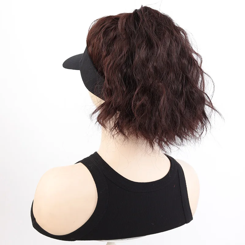 

Natural women's baseball cap wig hat versatile hat with wig synthetic hair wig