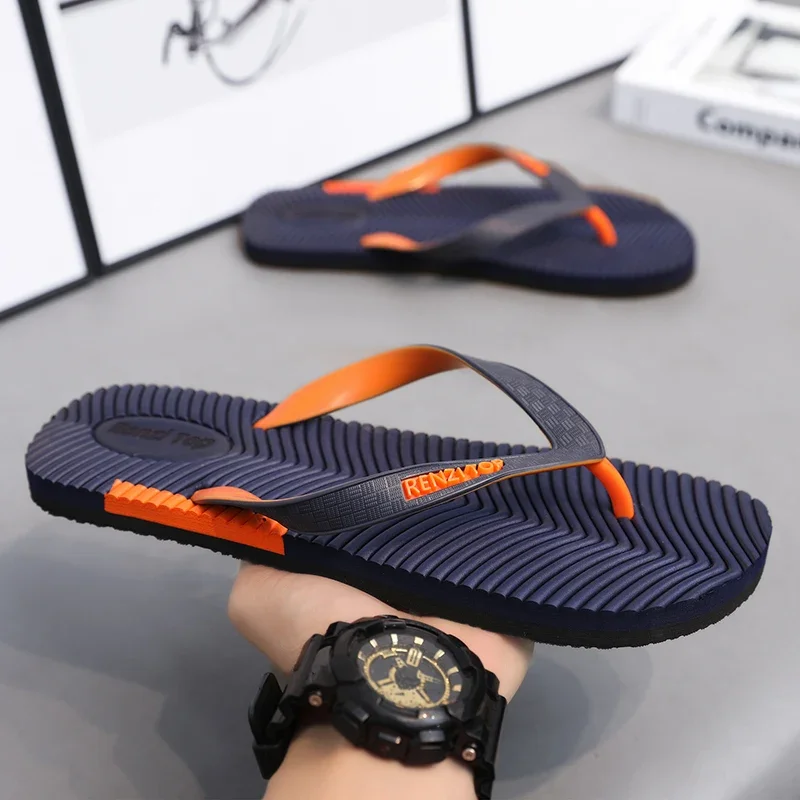 VKWWHY Men\'s Beach Flip Flop Outdoor Summer Slippers Man Fashion EVA Flip Flop Comfortable Flat Floor Slippers Pool Slippers