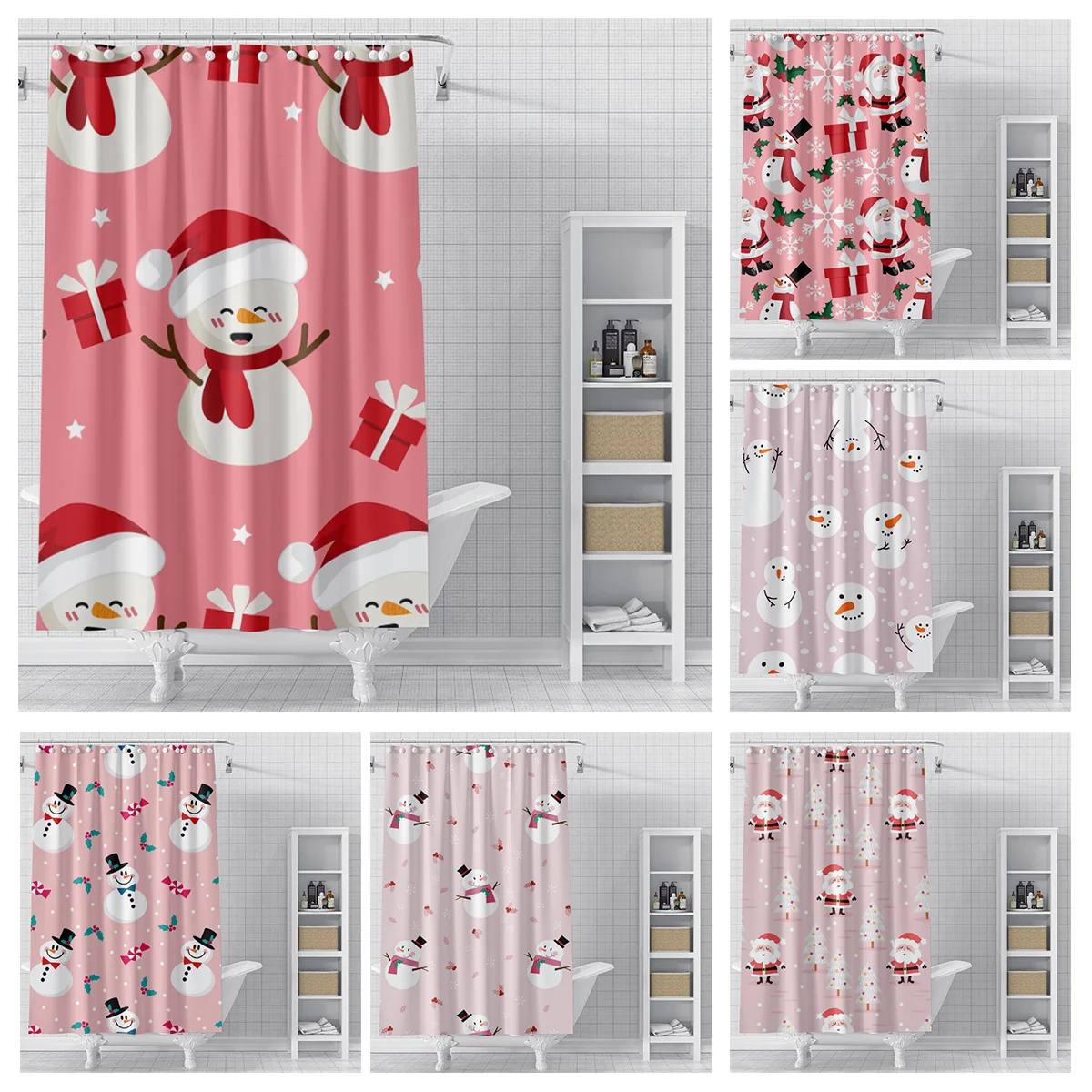 Home decoration shower curtains for bathroom waterproof curtain fabric Modern Nordic style Living Room Merry Christmas winter