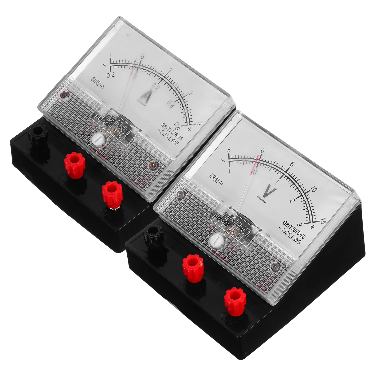 2Pcs Analog Measurement Tools for Education Volt Amp Meter Set Dc Electric Tester for Physics Classroom Lab Instruments