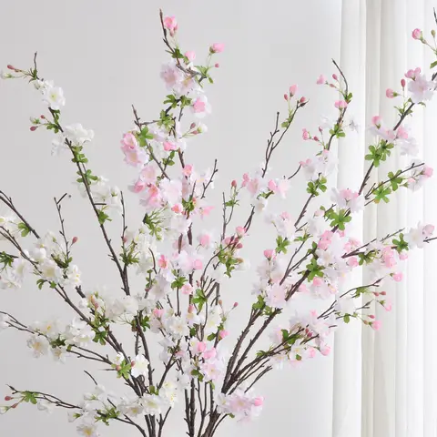 Decorazione paesaggio fiore di ciliegio rosa artificiale 133 cm Ornamenti per la decorazione della lobby dell'hotel Meichen in stile cinese