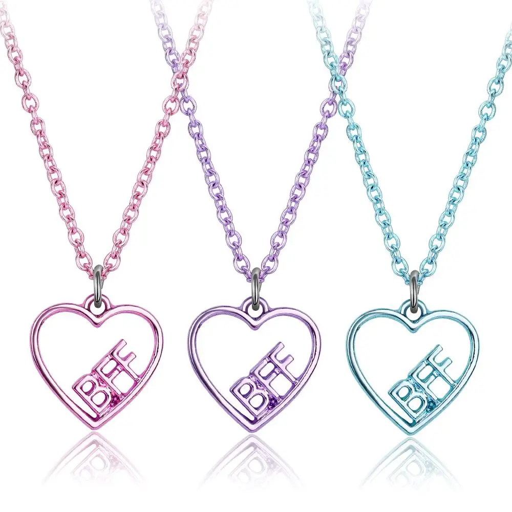 3Pcs BFF Necklace Hollowed Heart Best Friends Forever Friendship Pendant for Women Party Jewelry Accessories Gifts 2025