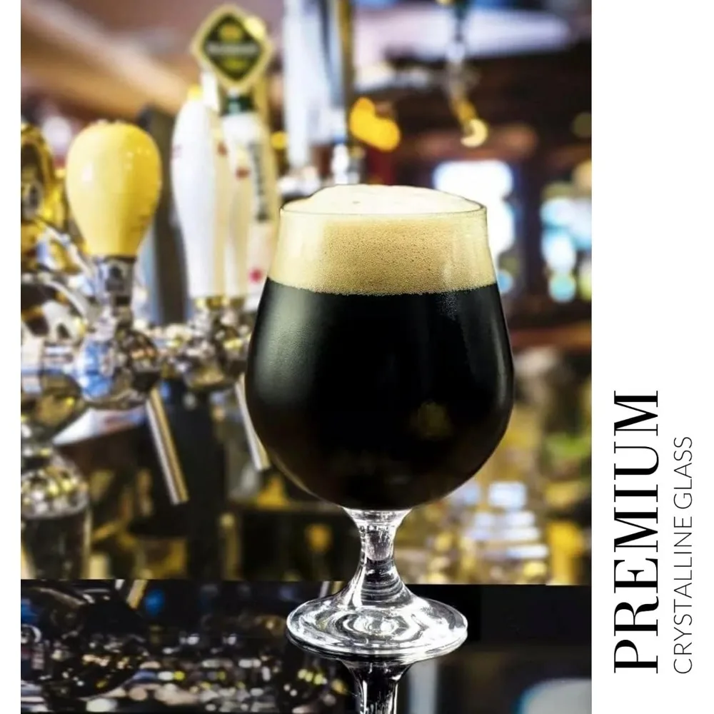 نظارات Dark Ale Stout، مجموعة من 6 قطع، 16.9 أونصة، تذوق البيرة، نظارات البيرة الحرفية، مجموعة النخبة، آمنة للاستخدام في غسالة الأطباق، صنع في أوروبا