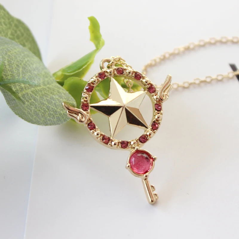 Anime Card Captor Necklace Kinomoto Sakura Women Cosplay The Clow Magic Star Wand Pendant Choker Jewelry Accessories Props