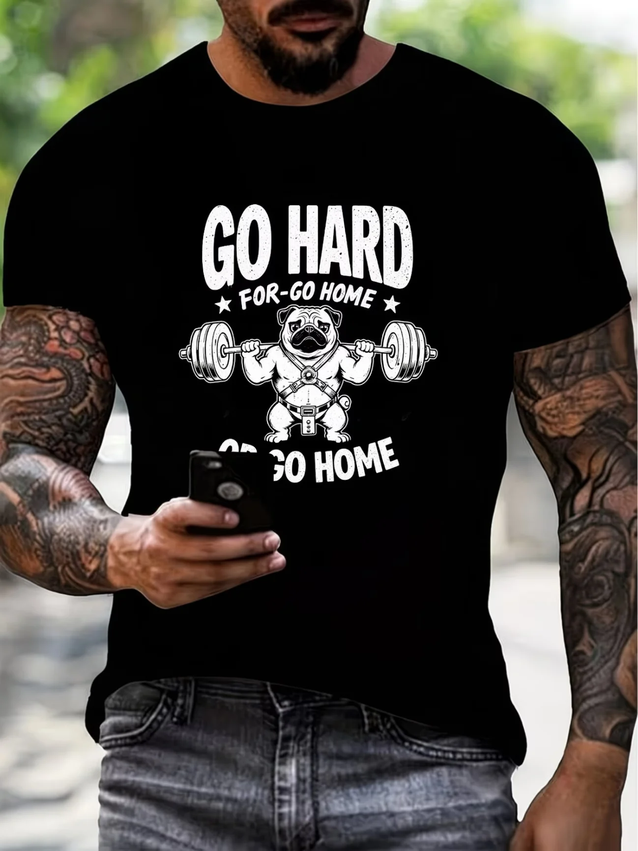 T-shirt de musculation Pug Powerlifting Gym, sweat-shirt de motivation pour la remise en forme des chiens forts