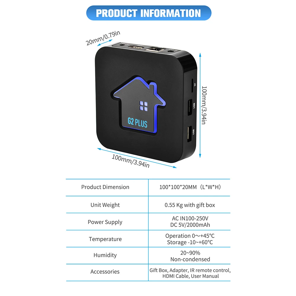GTMEDIA G2 Plus Android 11 TV Box 4K HDCP1.4/2,2 2G 16G Gebaut in 2,4G wiFi Amlogic S905W2 Brasilien Media Player m3u TV Box