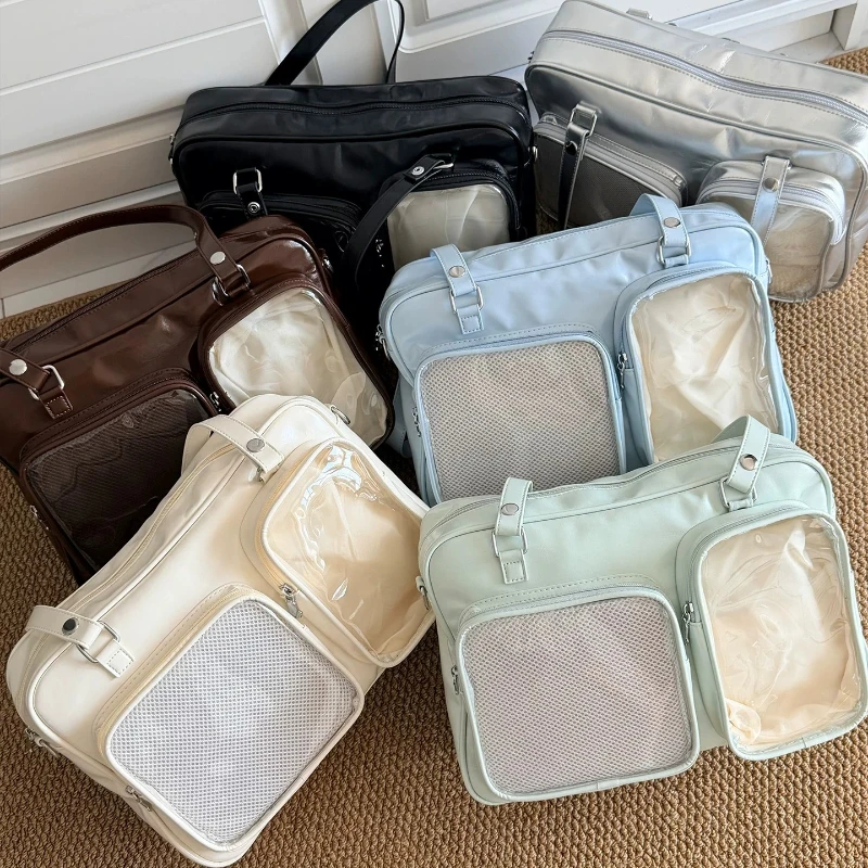 2026 New Transparent Large Food Volume Two-dimensional Lta Bag Mail Carrier Bags Women's Daily Versatile Baby Bag Messenger Bags