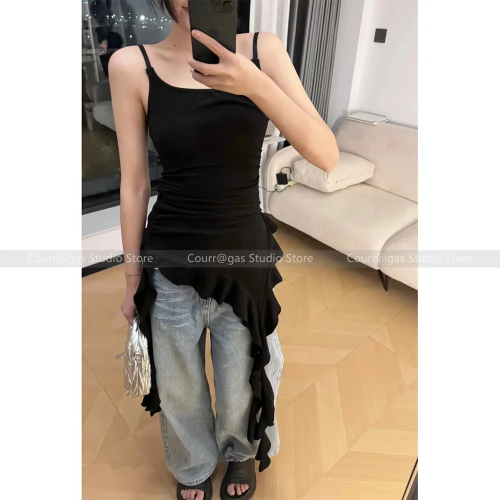 

American vintage hundred sexy irregular wave camisole vest niche design hot girl slimming tops