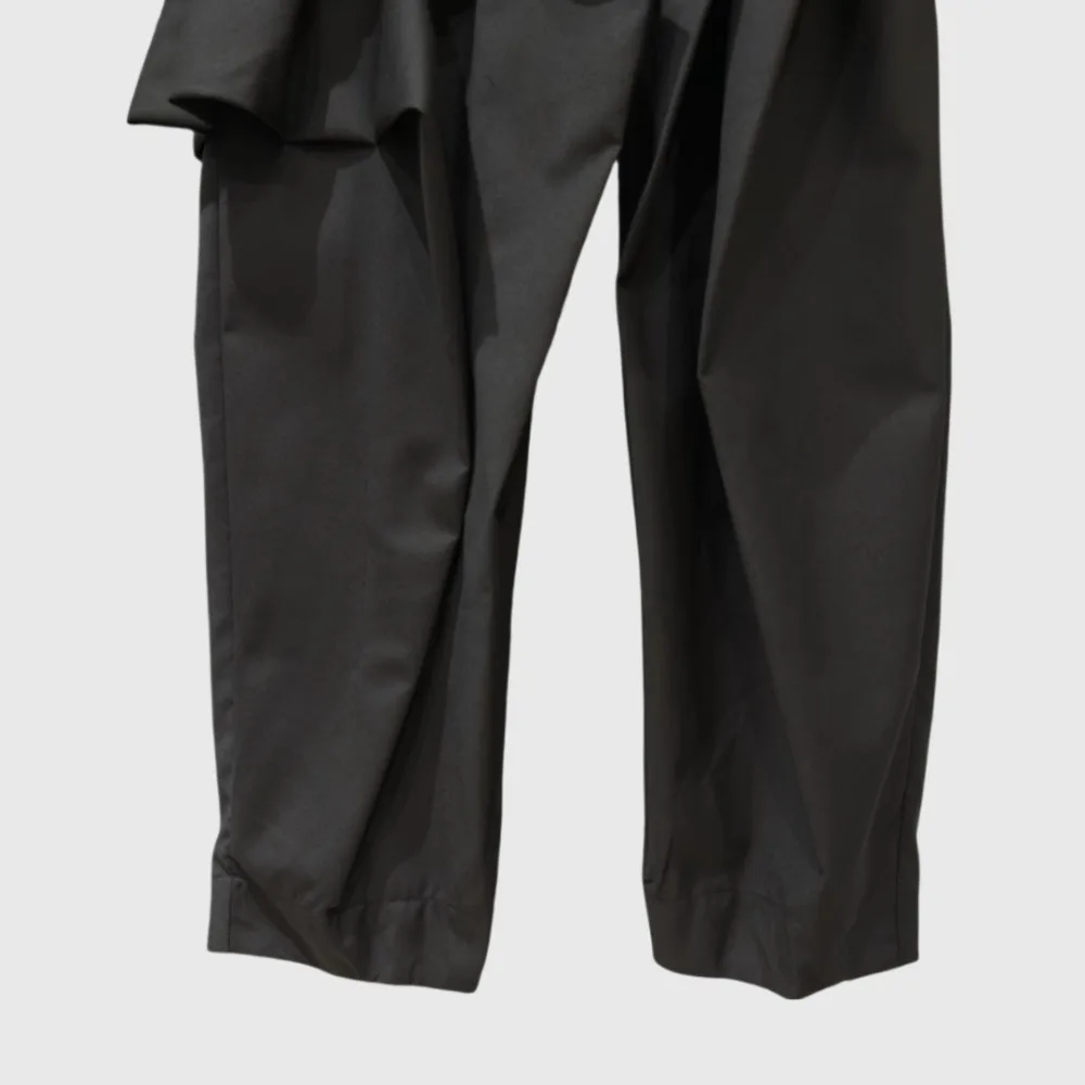 High Street Capris Women's Korean Version Simple Multi-layer Pleated Ruffle Edge Decoration Splicing Casual Long Pants