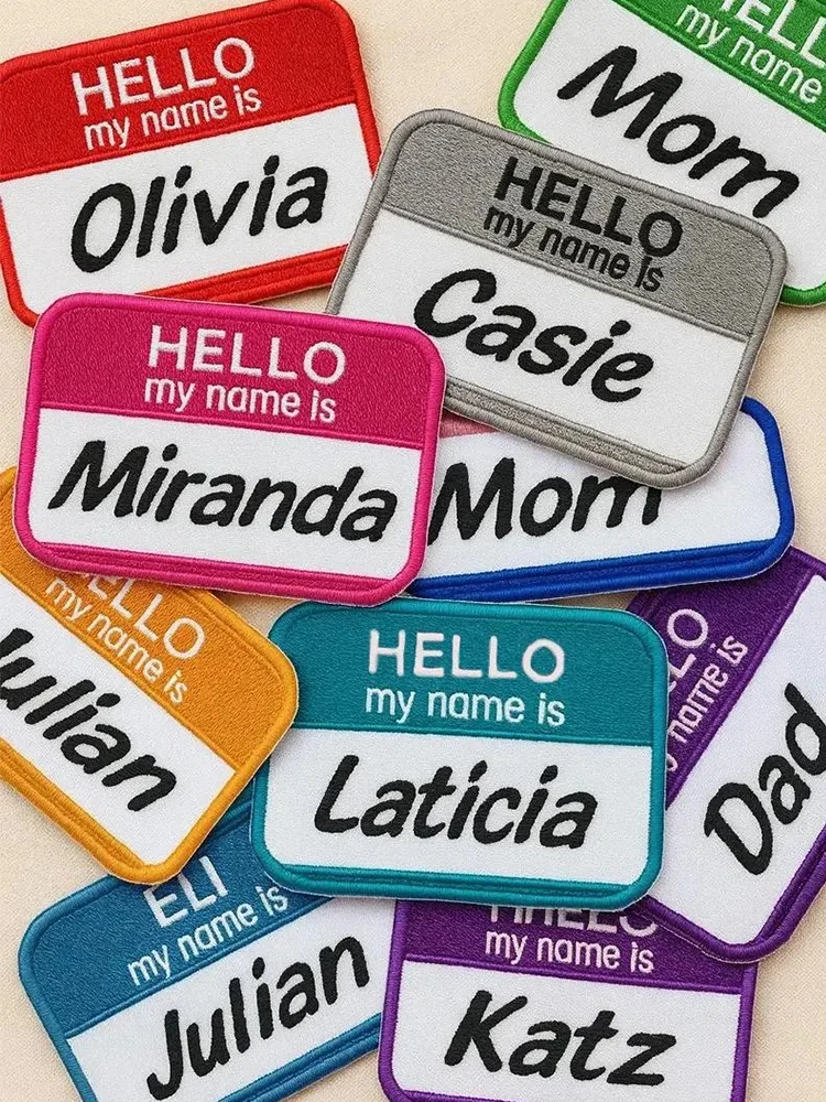 Patch brodé personnalisé avec nom, « Hello My Name Is », à coller au fer, cadeaux personnalisés, applique pour vêtements, chapeaux, sacs à dos, 1 pièce