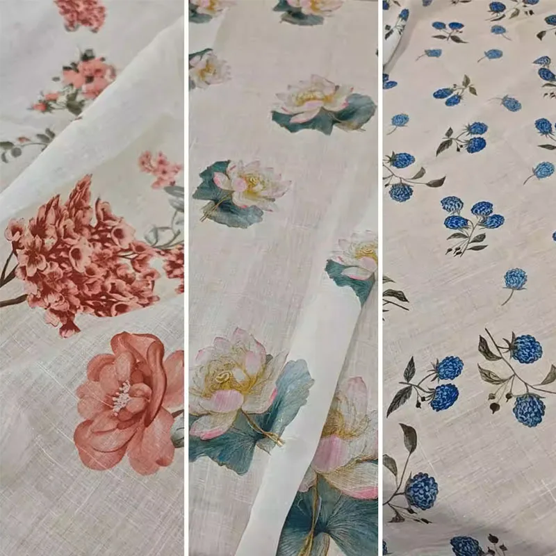 

Материал Ramie с растительным и цветочным принтом, ткань для платья/блузки Telas Para Costura Tissus, ткань «сделай сам», швейный материал