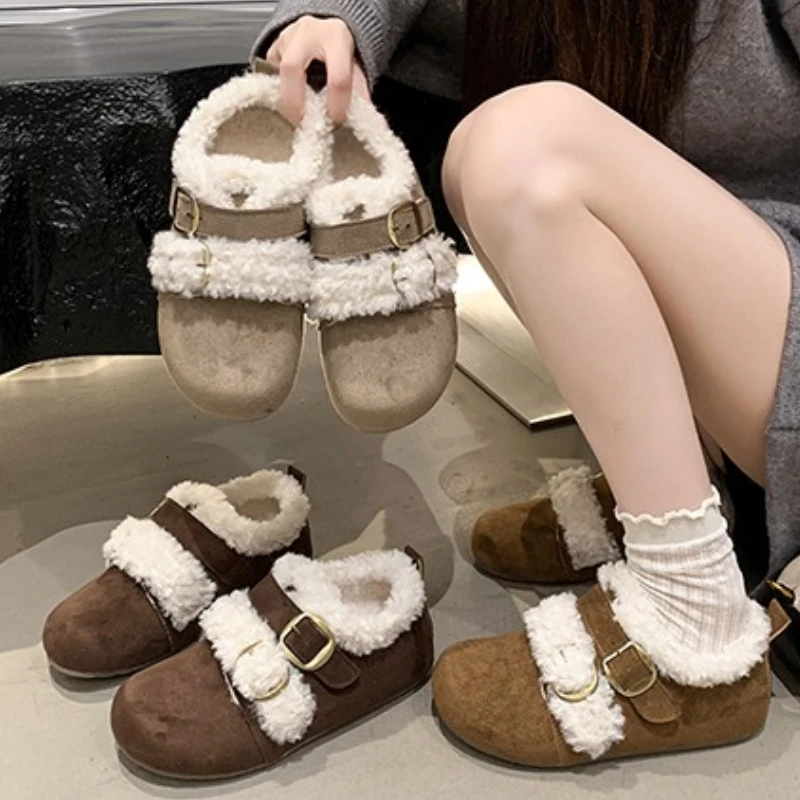 

Women Flats Fur Shoes Suede Casual Sport Shoes Fashion Short Plush Woman Sneakers 2025 Trend New Winter Warm shoes