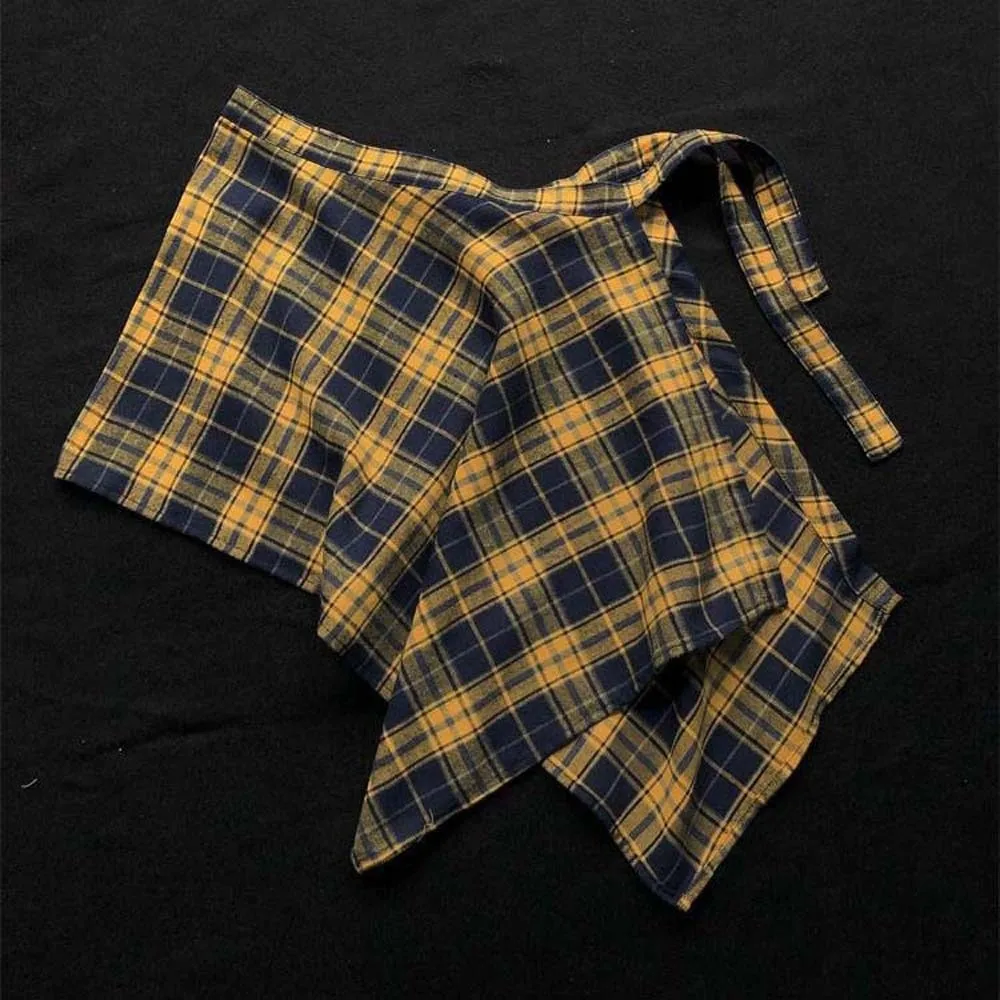 Saia Xadrez Estilo Coreano da Moda com Cinto, Cintura Alta, Minissaia A-line Hip-hop, Saia Curta Y2K, Saia com Cinto na Cintura para o Dia a Dia
