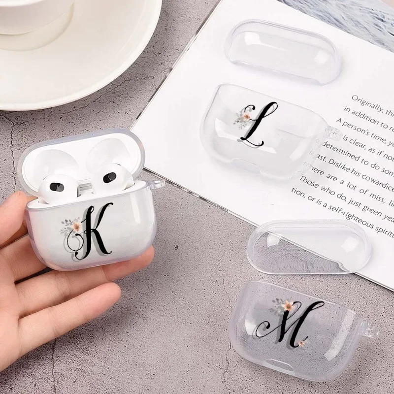 

Funny Black Letter Clear Couque Earphone Case For Apple AirPods 4 3rd 2 Pro2 Transparent Cover For Airpod 1 3 Protective Shell