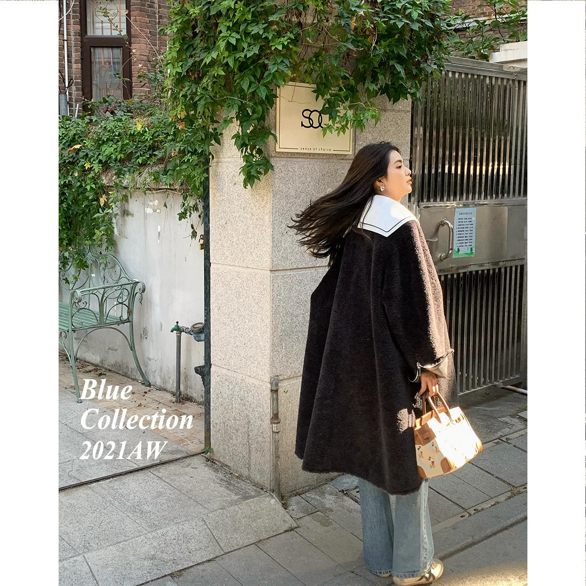 

Bluetique Soft Fce Lined Hoodie Dr Detachable Navy Doll Collar Inner Wear Korean Sle Long Sve Loose Fit Sweatirt