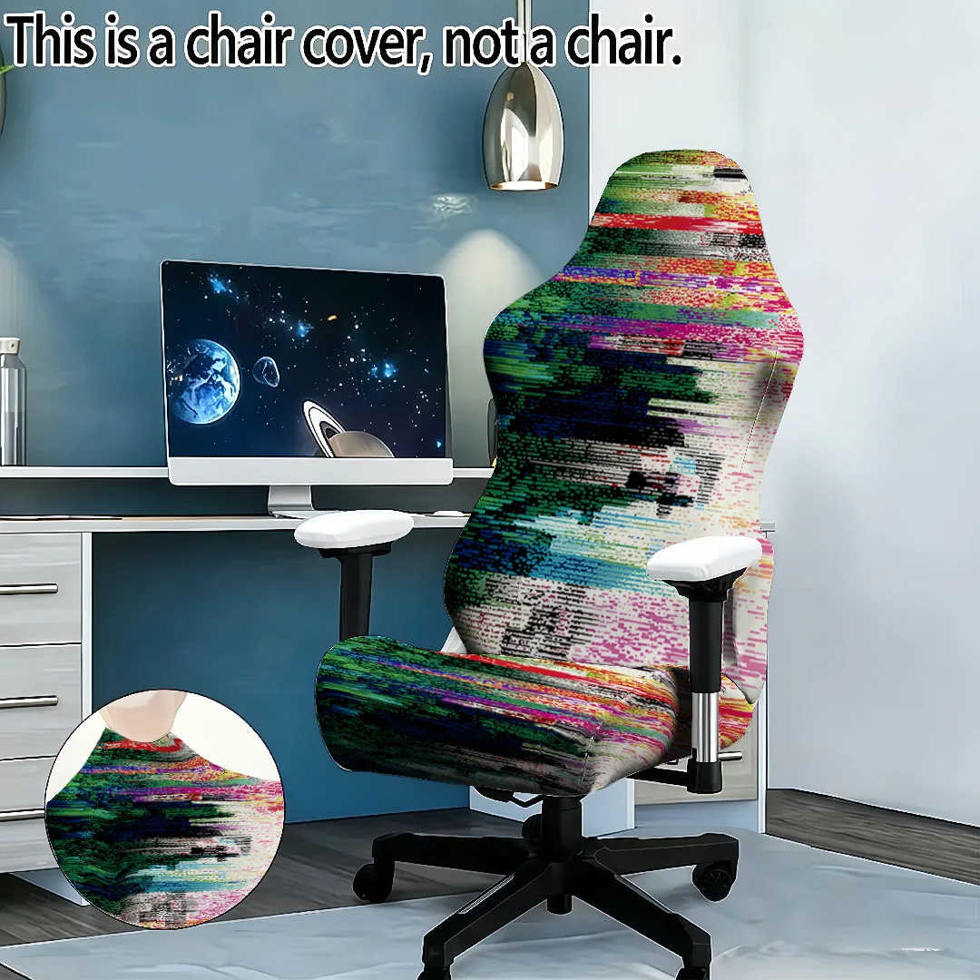 Funda Elástica para Silla de Juego con Estampado de Píxeles con Efecto de Distorsión de Color, Protector Universal para Silla de Oficina y Computadora