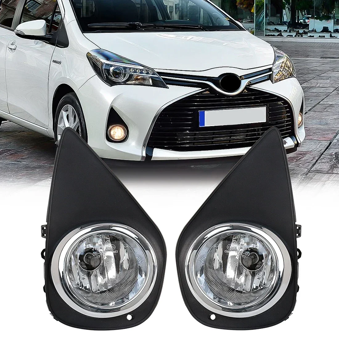 

LED Lights For Toyota Yaris 2014 2015 2016 2017 DRL Daytime Running Lights Assembly Halogen Car Front Bumper Headlights 12V