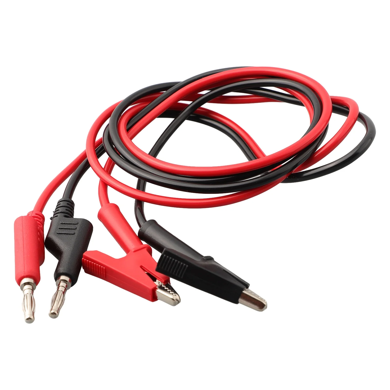 2pcs Cable 4mm Stackable Banana Plug To Crocodile AlligatorClip Test Leads 1M Cable Power Tools Silicone Banana Plug Accessories