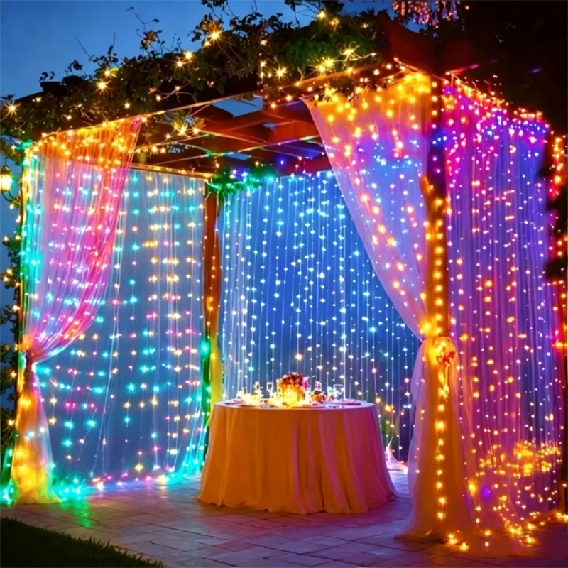 Wedding LED Curtain String Lights USB Plug 8 Lighting Modes Christmas Lights Party Garden Halloween Valentine's Day Decoration