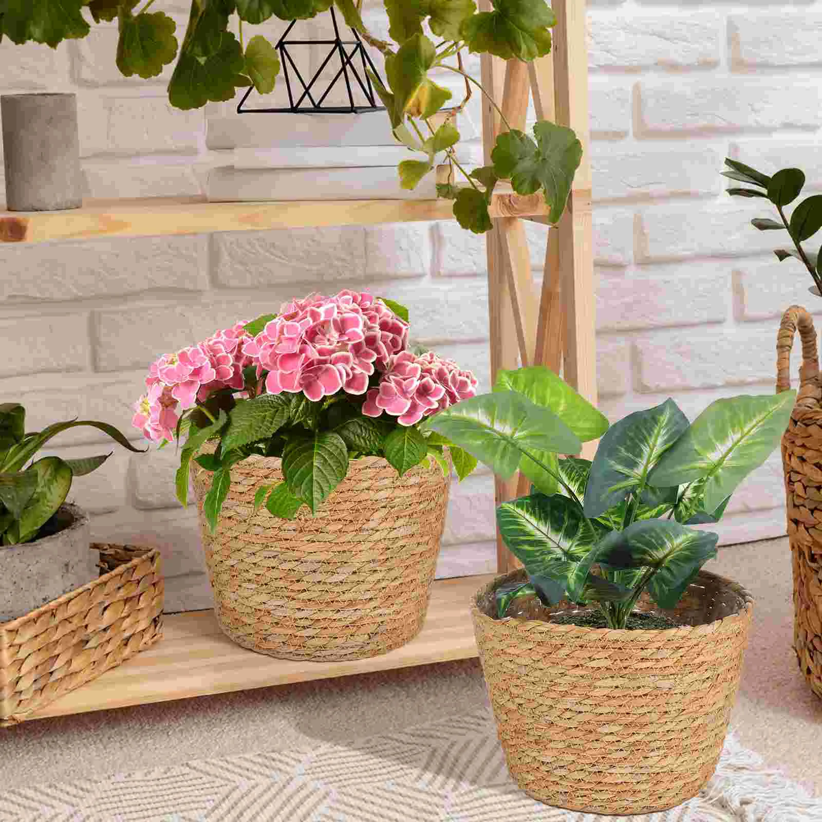 Flower Pot Basket Woven Planter for Plants Indoor Baskets with Liner Laundry Hamper